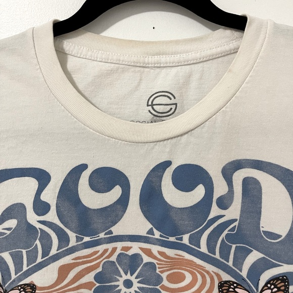 Social Culture Graphic T-shirt “Good Vibes” Y2k White Size L - Picture 4 of 5